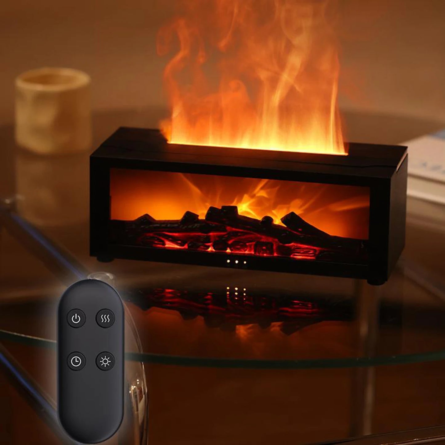 Fireplace Diffuser, Fireplace Diffusers for Essential Oils, Mini Flame Wireless Aromatherapy Fireplace Humidifier Aroma Oil Diff