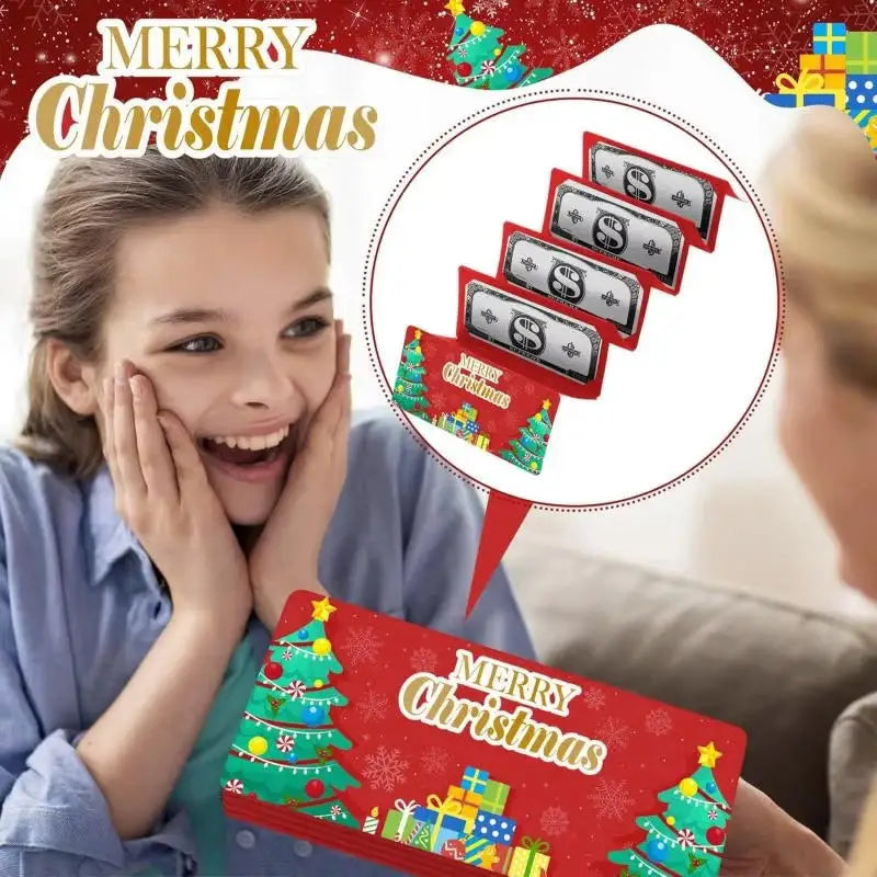 Christmas Money Holder Wallet Red Envelope Christmas Gift Envelope Greeting Card Creative Birthday Folding Cash Holder For Kids