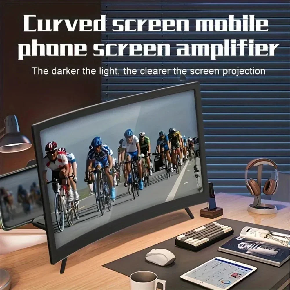 10/12 Inch/Phone Screen 3D HD Magnifier Movie Video Amplifier Holder Enlarger Screen Smart Phone Magnifying Curved Screen