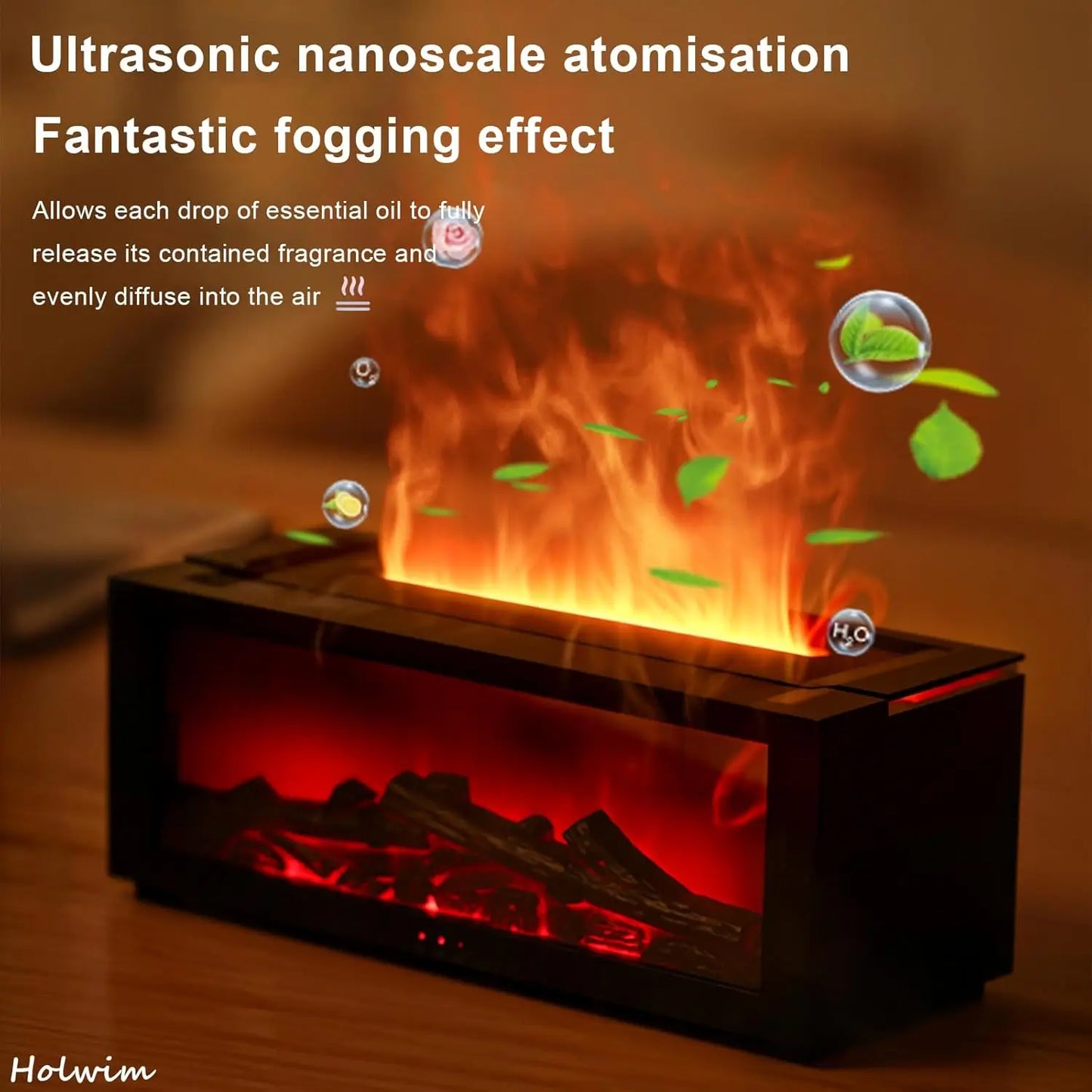 Fireplace Diffuser, Fireplace Diffusers for Essential Oils, Mini Flame Wireless Aromatherapy Fireplace Humidifier Aroma Oil Diff