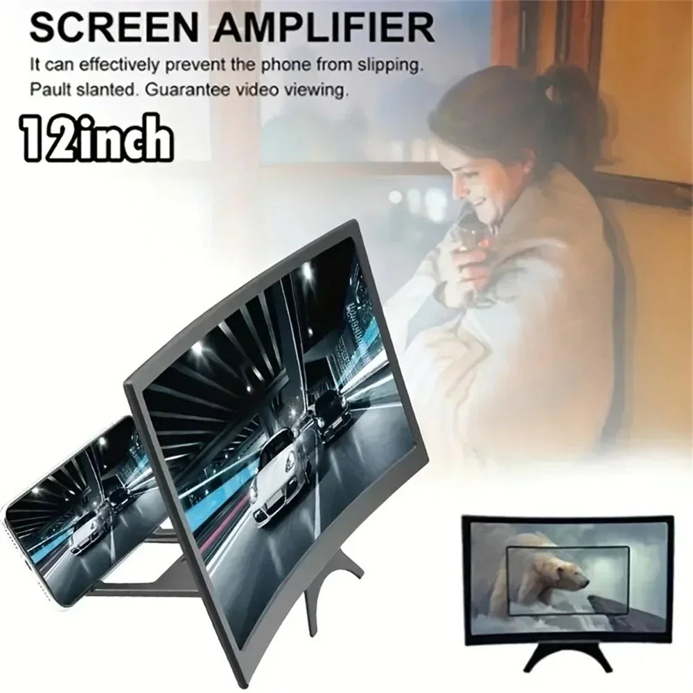 10/12 Inch/Phone Screen 3D HD Magnifier Movie Video Amplifier Holder Enlarger Screen Smart Phone Magnifying Curved Screen