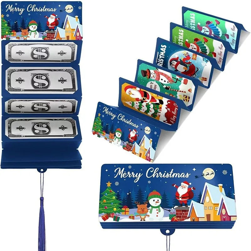 Christmas Money Holder Wallet Red Envelope Christmas Gift Envelope Greeting Card Creative Birthday Folding Cash Holder For Kids