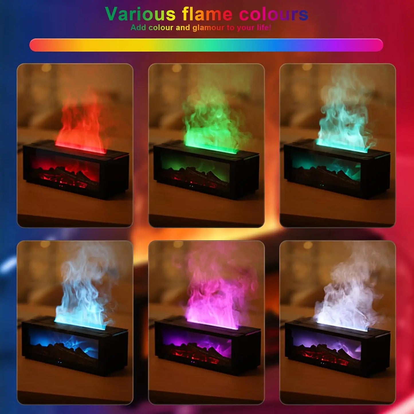 Fireplace Diffuser, Fireplace Diffusers for Essential Oils, Mini Flame Wireless Aromatherapy Fireplace Humidifier Aroma Oil Diff