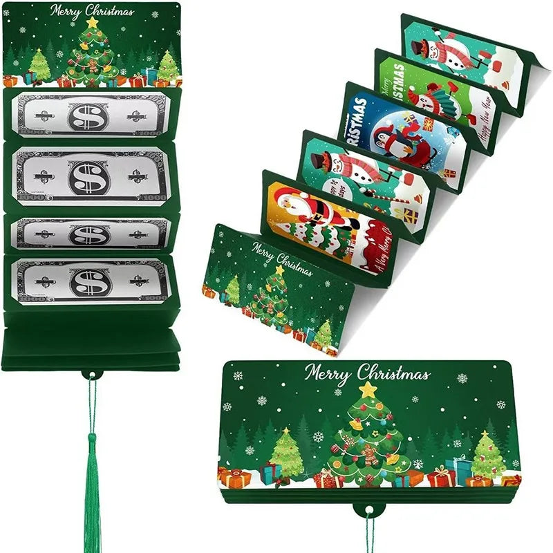 Christmas Money Holder Wallet Red Envelope Christmas Gift Envelope Greeting Card Creative Birthday Folding Cash Holder For Kids